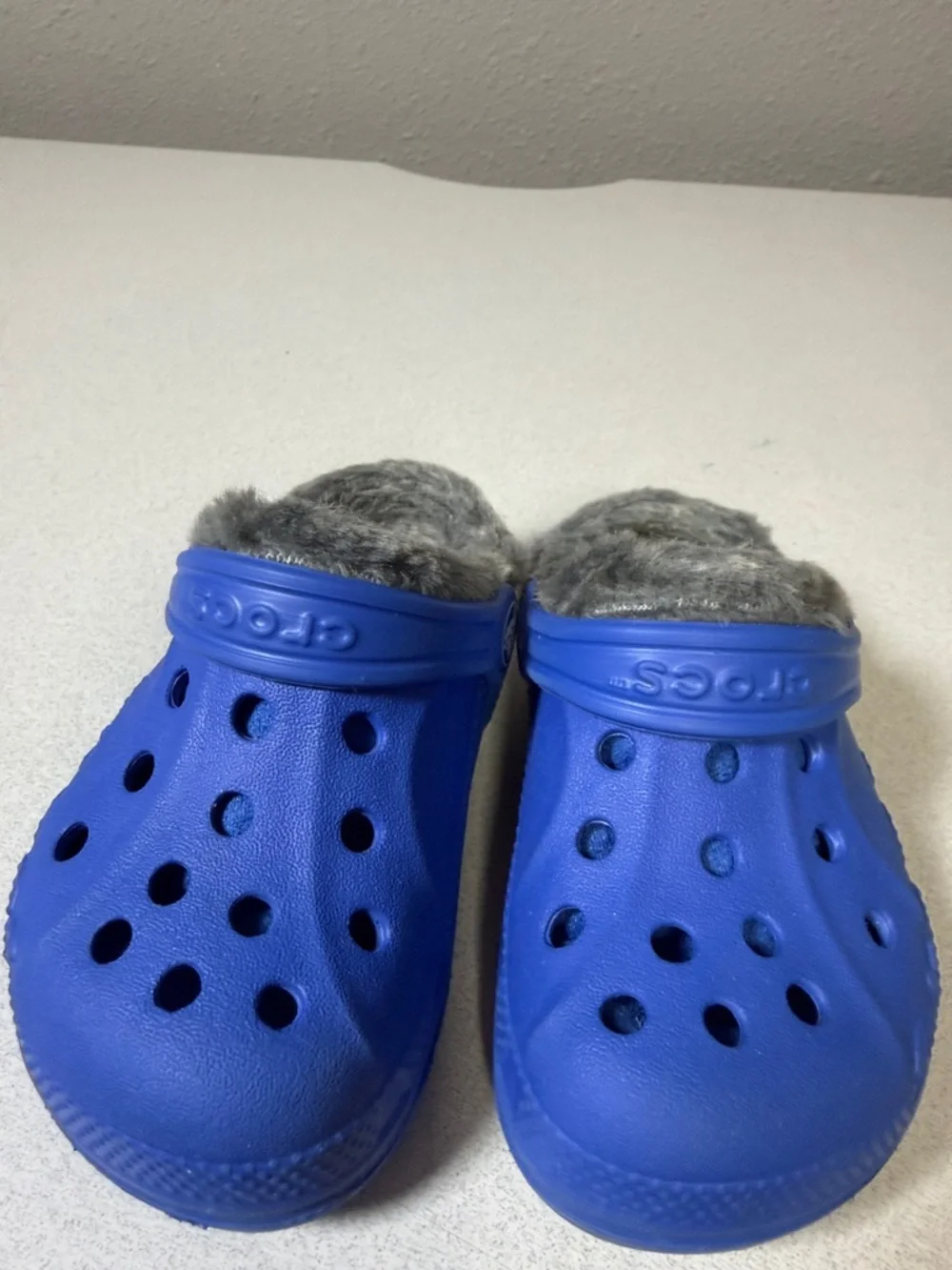 CROCS Kids Blue Faux-Fur Lined Clog